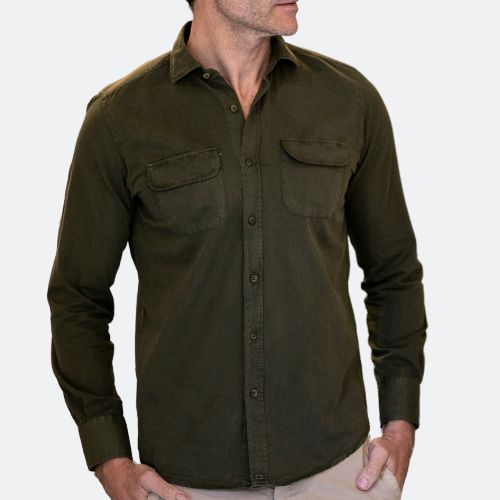 Camisa Verde militar con bolsillos hombre AW23