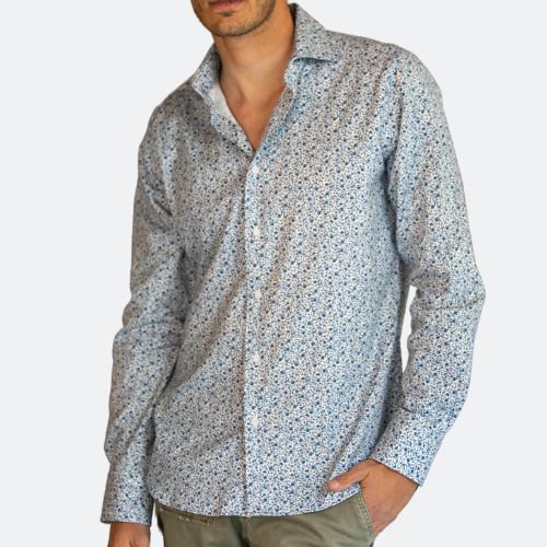 Camisa Azul flores hombre AW23